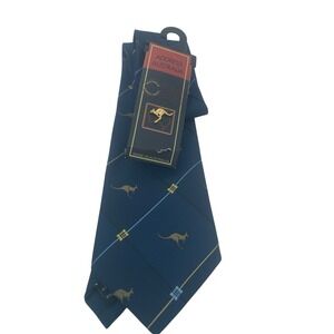 Address Australia Tie Men's 3.5"x58" Kangaroo & Stripes Blue Tie (TB25) NWTs